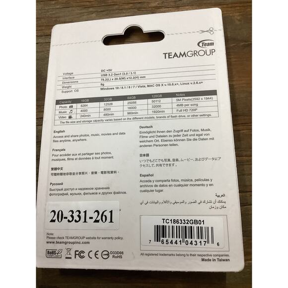 Team Group 32GB C186 3.2 Gen 1 USB Flash Drive – BRAND NEW SEALED - Picture 2 of 2